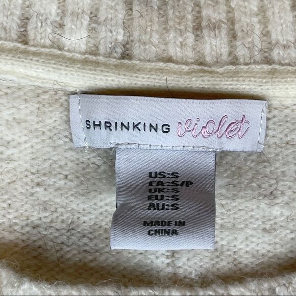 Anthropologie Shrinking Violet Sweater Dress Tunic Ivory Alpaca Blend Size S - Picture 3 of 7